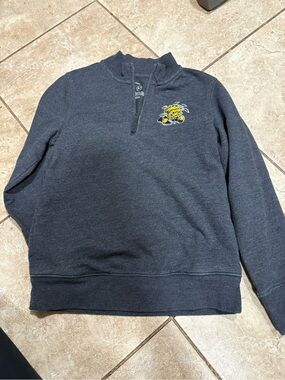 Primary unisex Charcoal Quarter-Zip Sweater with WSU logo